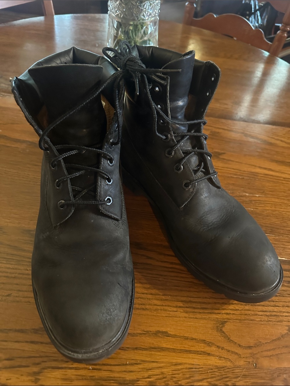 Timberland Black Lace-Up Leather Work Boots